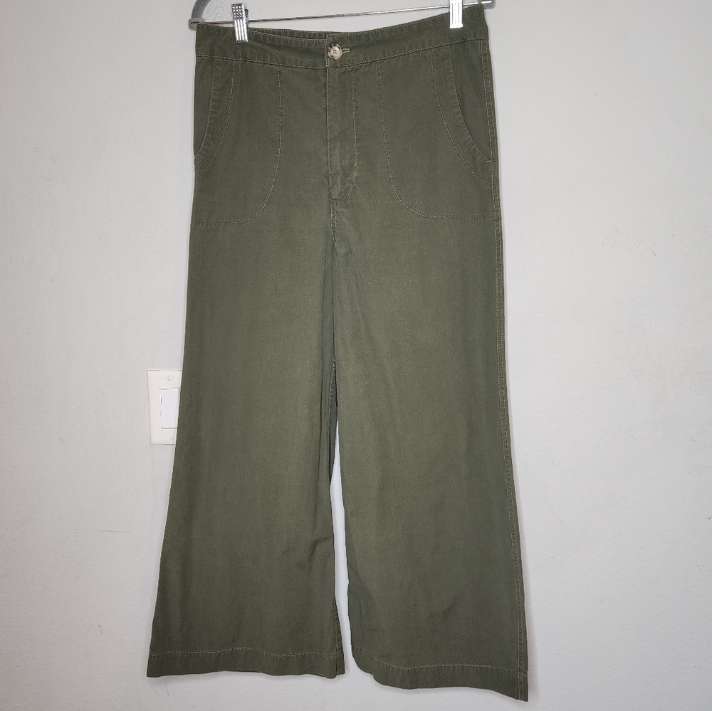 High-Rise Wide Leg Pants in Olive